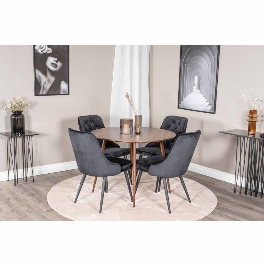 VENTURE DESIGN Plaza spisebord - valnddefolie MDF og valnddefolie metal (100)