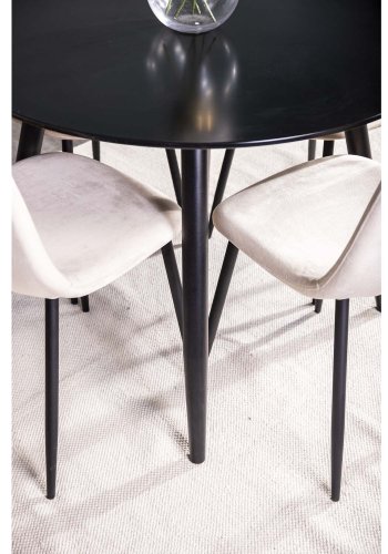 VENTURE DESIGN Polar spisebordsstol - beige velour og sort metal