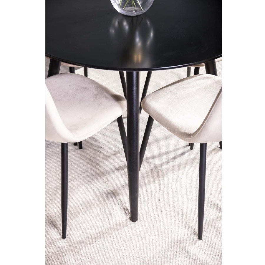 VENTURE DESIGN Polar spisebordsstol - beige velour og sort metal