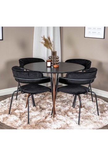 VENTURE DESIGN Arrow spisebordsstol, m. armln - sort velour og sort metal