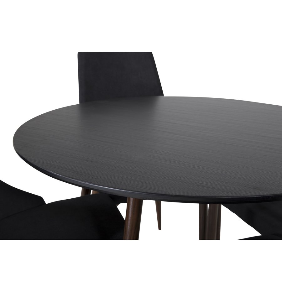 VENTURE DESIGN Plaza spisebord - sort MDF og valnddefolie metal (100)