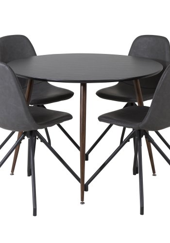 VENTURE DESIGN Polar spisebordsstol, m. drejefunktion - sort PU og sort  metal