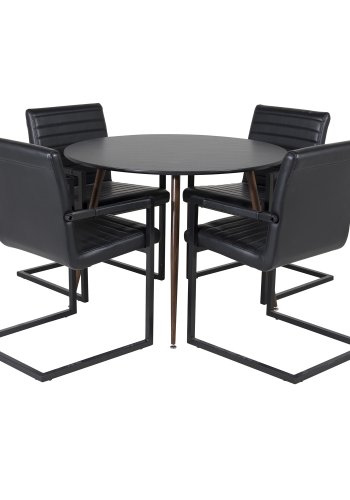 VENTURE DESIGN Plaza spisebord - sort MDF og valnddefolie metal (100)