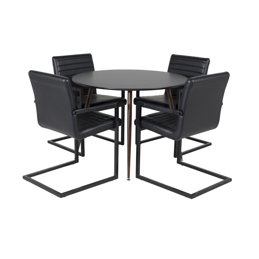 VENTURE DESIGN Plaza spisebord - sort MDF og valnddefolie metal (100)