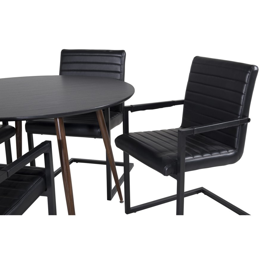 VENTURE DESIGN Plaza spisebord - sort MDF og valnddefolie metal (100)