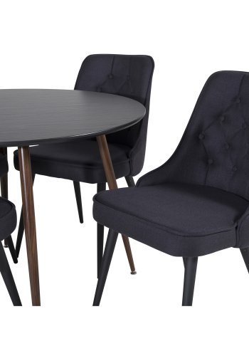 VENTURE DESIGN Plaza spisebord - sort MDF og valnddefolie metal (100)