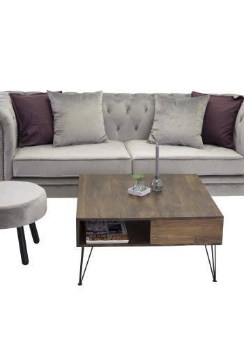 VENTURE DESIGN Velvet 3 pers. sofa - lysegr velour og tr