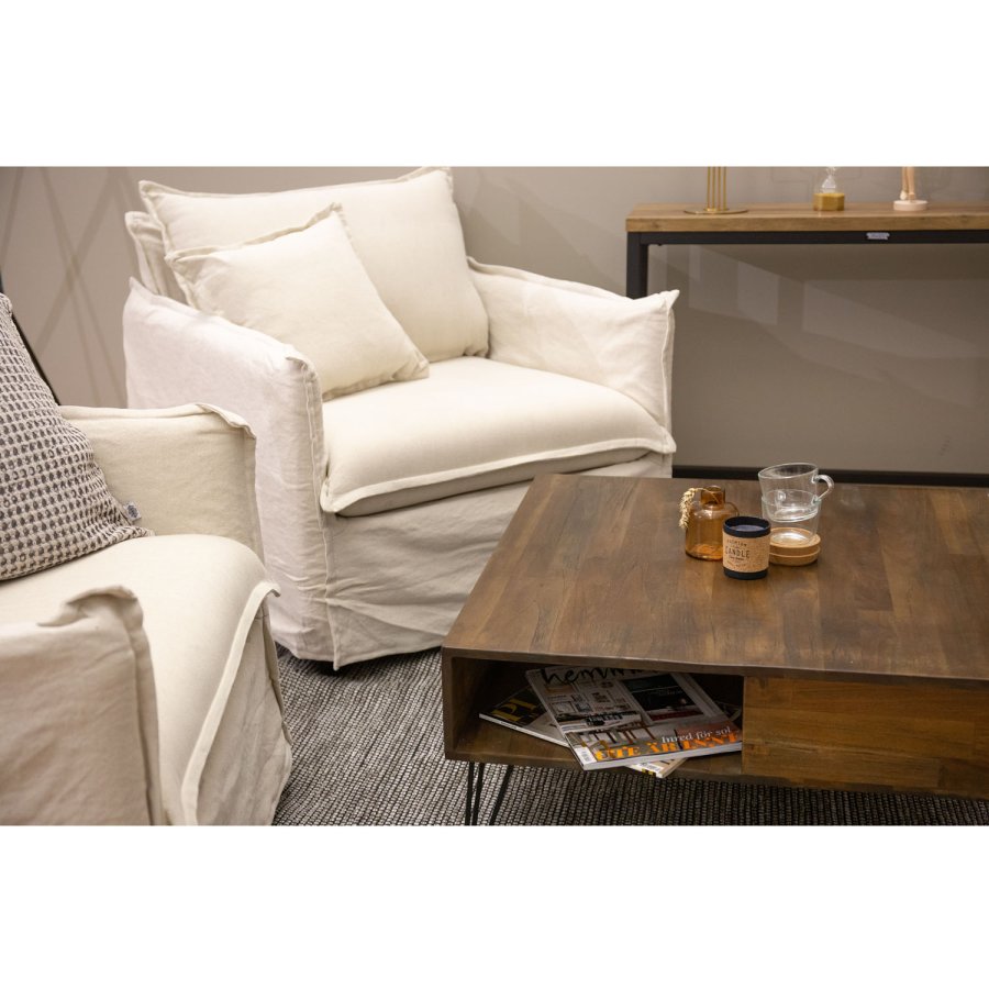 VENTURE DESIGN Bali sofabord, m. 1 rum - natur teaktr og metal (80x80)