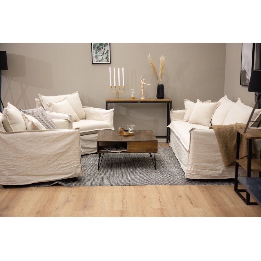 VENTURE DESIGN Bali sofabord, m. 1 rum - natur teaktr og metal (80x80)