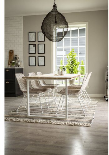 VENTURE DESIGN Cirebon spisebord - natur teaktr og hvid metal (200x90)