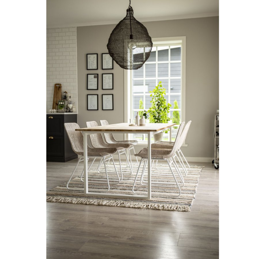 VENTURE DESIGN Cirebon spisebord - natur teaktr og hvid metal (200x90)