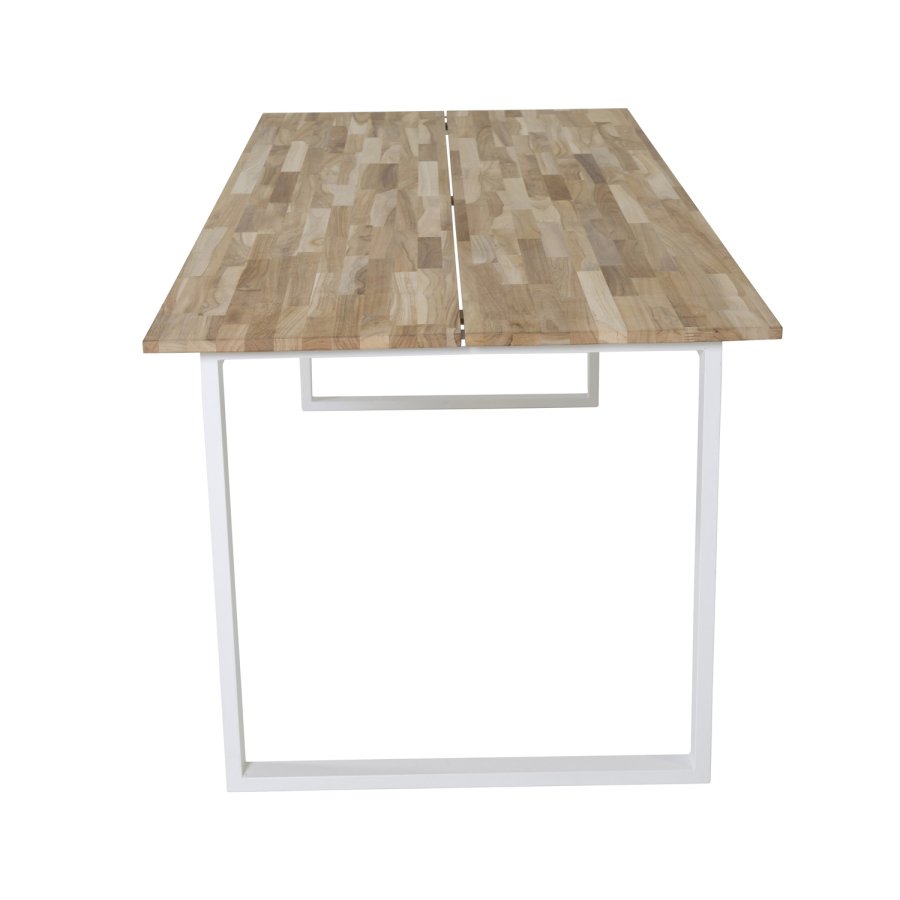 VENTURE DESIGN Cirebon spisebord - natur teaktr og hvid metal (200x90)