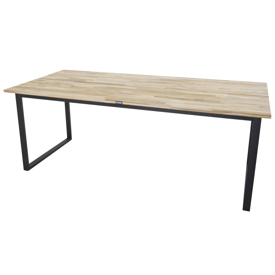 VENTURE DESIGN Cirebon spisebord - natur teaktr og sort metal (200x90)