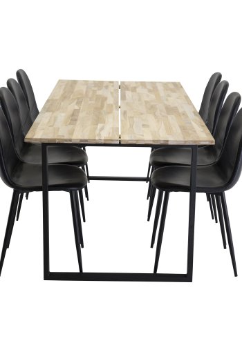 VENTURE DESIGN Cirebon spisebord - natur teaktr og sort metal (200x90)