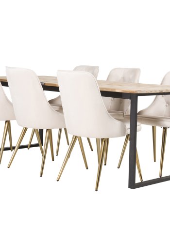 VENTURE DESIGN Cirebon spisebord - natur teaktr og sort metal (200x90)