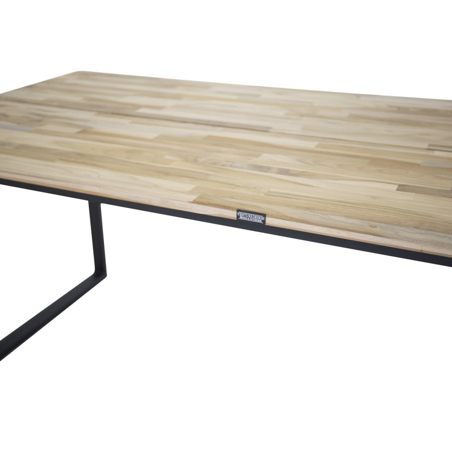 VENTURE DESIGN Cirebon spisebord - natur teaktr og sort metal (200x90)