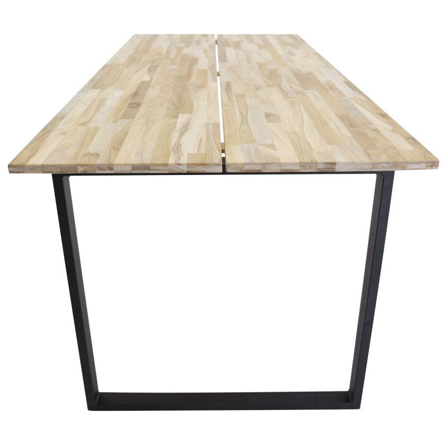 VENTURE DESIGN Cirebon spisebord - natur teaktr og sort metal (200x90)