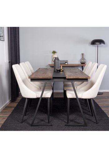 VENTURE DESIGN Jakarta spisebord - brun teaktr og sort metal (200x90)