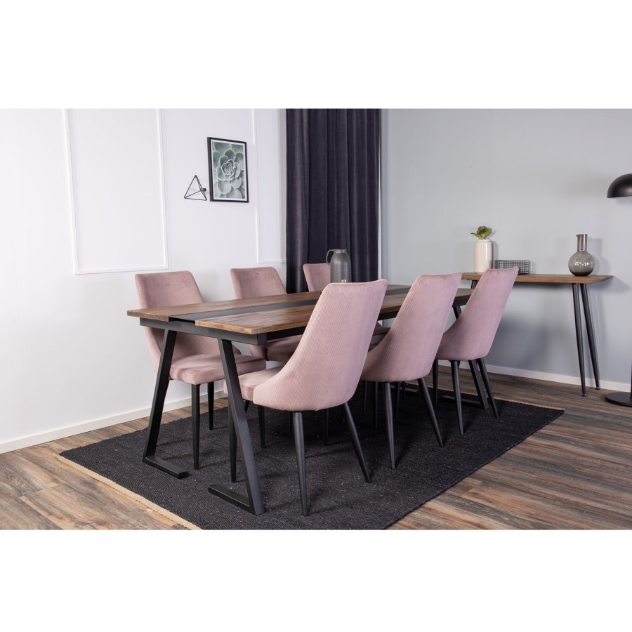 VENTURE DESIGN Jakarta spisebord - brun teaktr og sort metal (200x90)