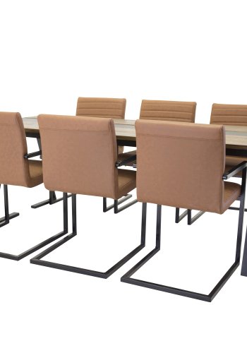 VENTURE DESIGN Art spisebordsstol, m. armln - brun PU og sort metal