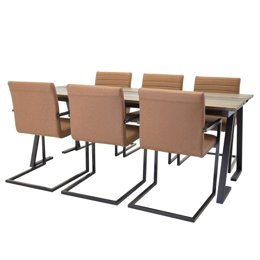 VENTURE DESIGN Art spisebordsstol, m. armln - brun PU og sort metal