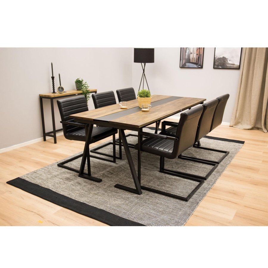 VENTURE DESIGN Jakarta spisebord - brun teaktr og sort metal (200x90)