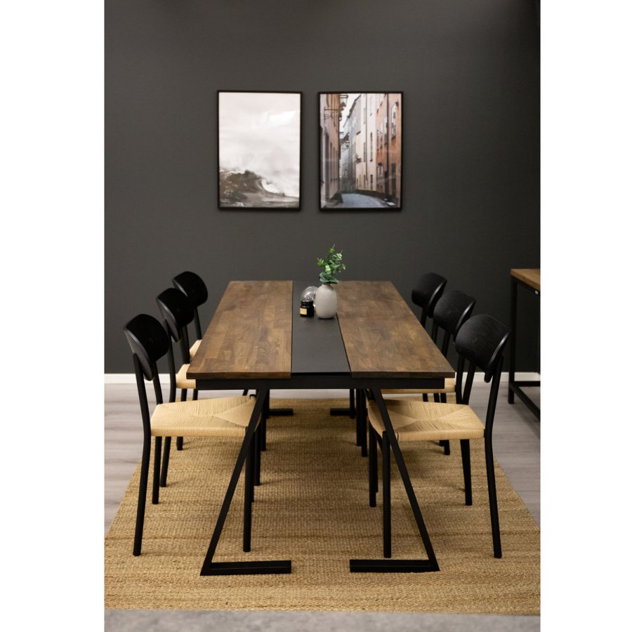 VENTURE DESIGN Jakarta spisebord - brun teaktr og sort metal (200x90)