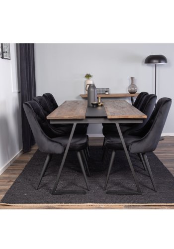 VENTURE DESIGN Jakarta spisebord - brun teaktr og sort metal (200x90)