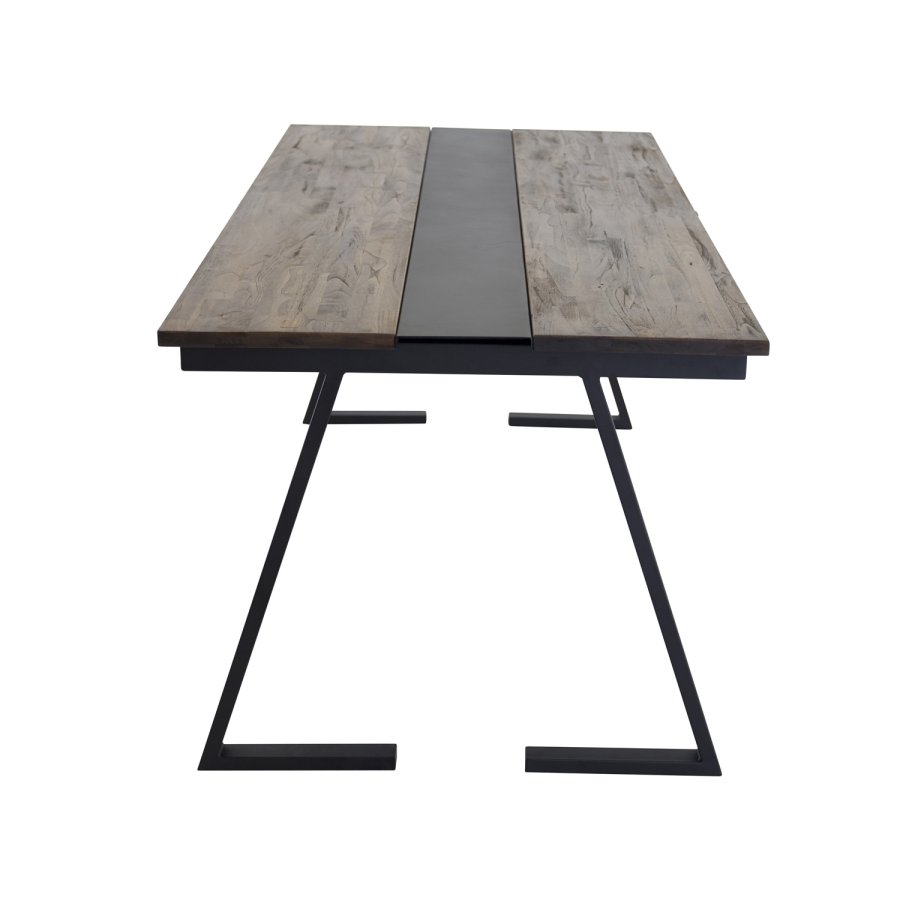 VENTURE DESIGN Jakarta spisebord - brun teaktr og sort metal (200x90)