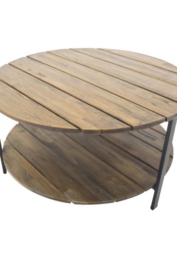 VENTURE DESIGN Jakarta sofabord, m. hylde - brun tr og metal