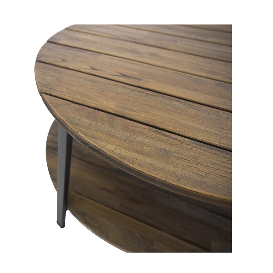 VENTURE DESIGN Jakarta sofabord, m. hylde - brun tr og metal