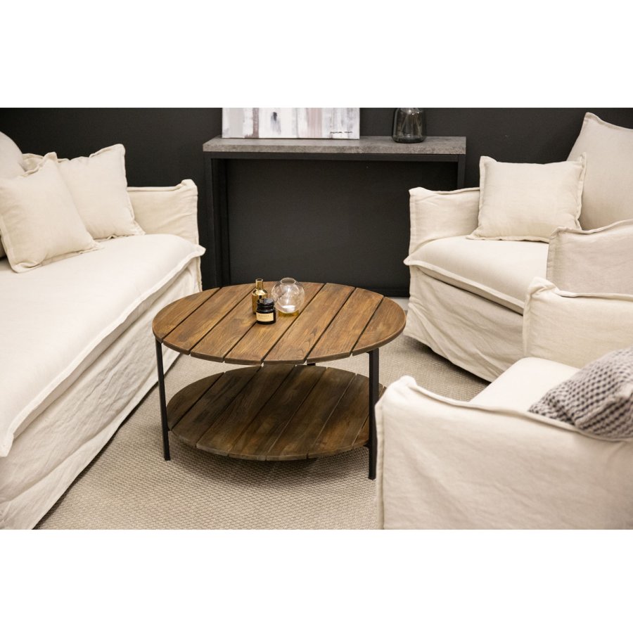 VENTURE DESIGN Jakarta sofabord, m. hylde - brun tr og metal