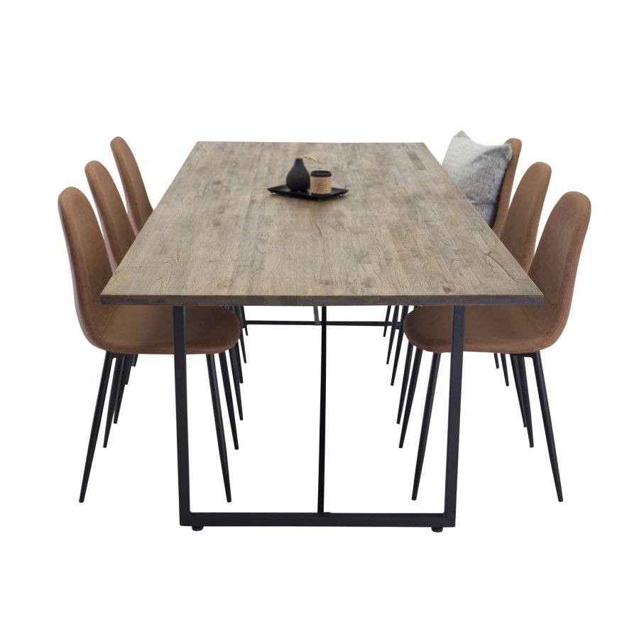 VENTURE DESIGN Padang spisebord - brun teaktr og metal (250x100)