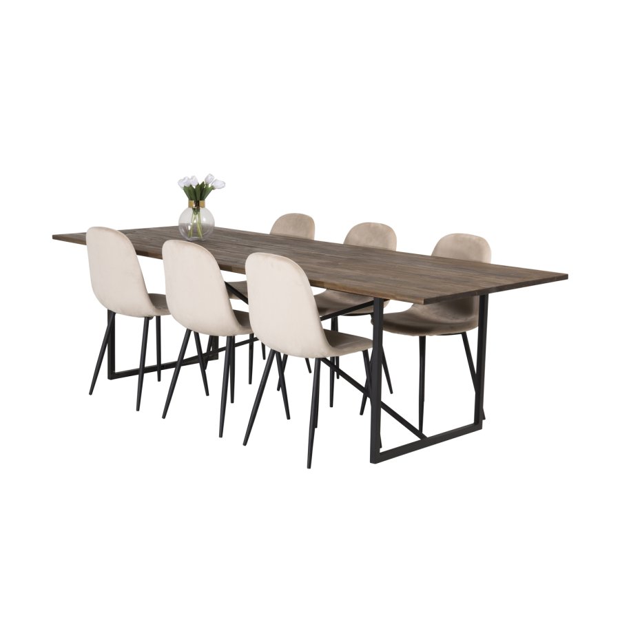 VENTURE DESIGN Padang spisebord - brun teaktr og metal (250x100)