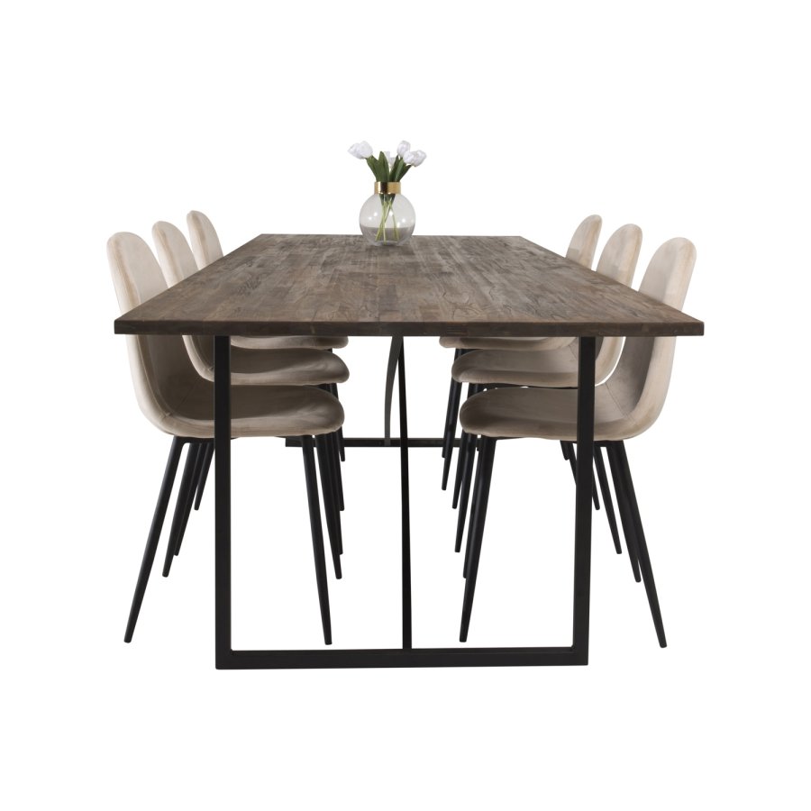 VENTURE DESIGN Padang spisebord - brun teaktr og metal (250x100)