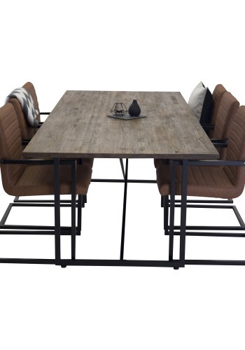 VENTURE DESIGN Art spisebordsstol, m. armln - brun PU og sort metal