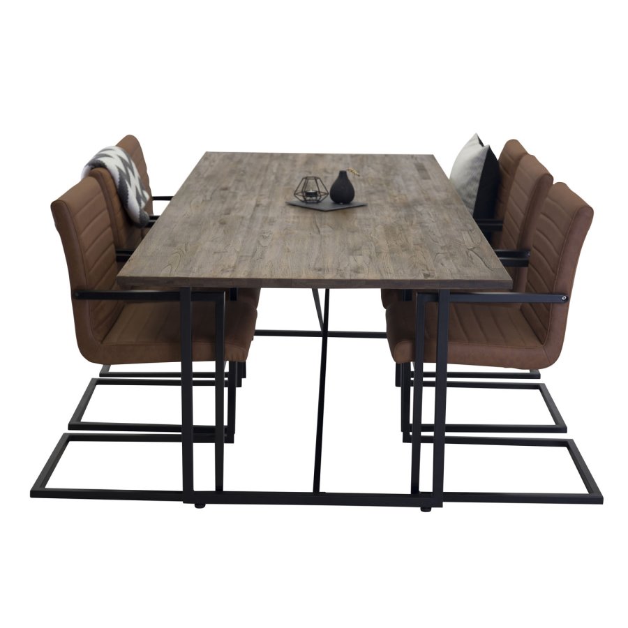 VENTURE DESIGN Padang spisebord - brun teaktr og metal (250x100)