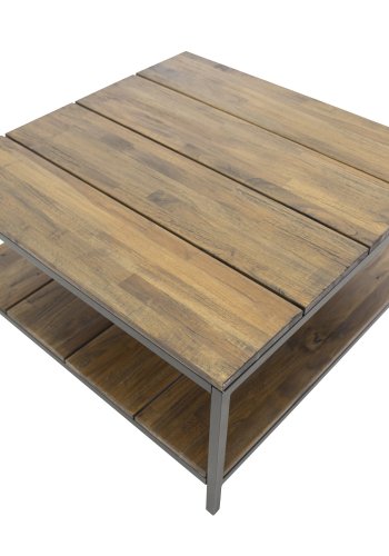 VENTURE DESIGN Padang sofabord, m. 1 hylde - brun tr og metal (80x80)