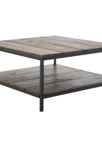 VENTURE DESIGN Padang sofabord, m. 1 hylde - brun tr og metal (80x80)