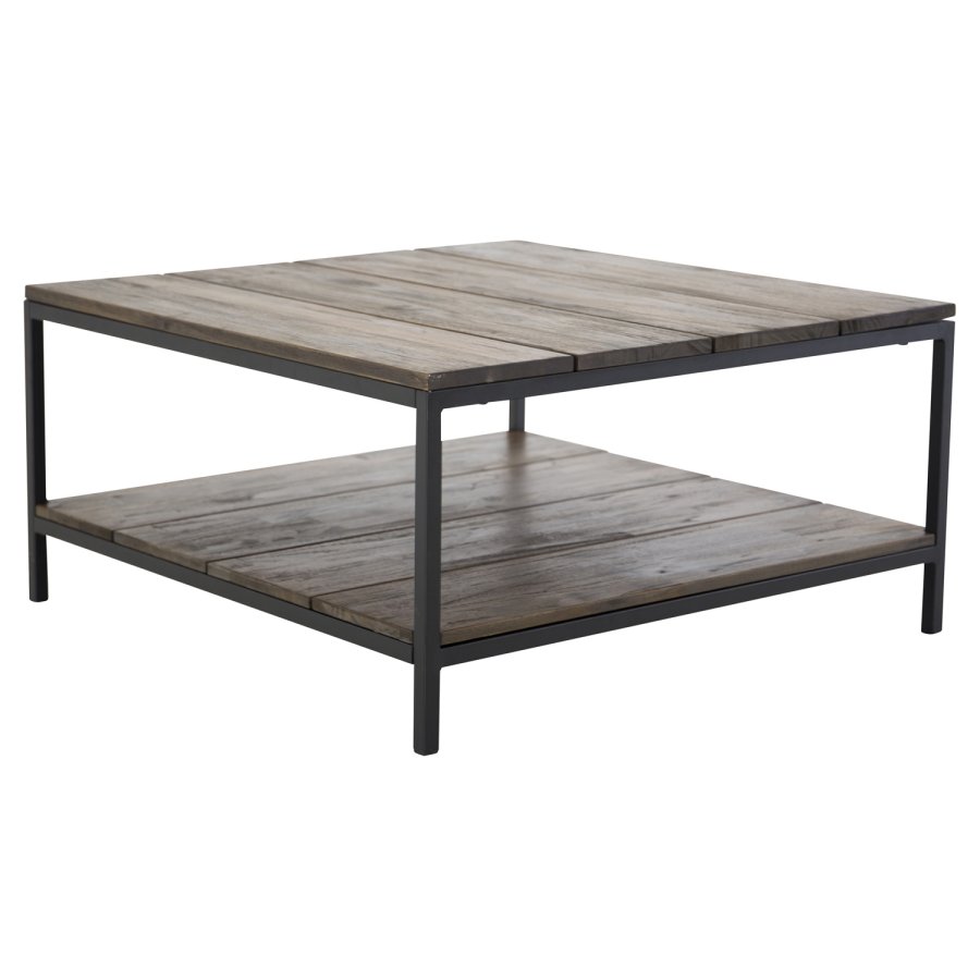 VENTURE DESIGN Padang sofabord, m. 1 hylde - brun tr og metal (80x80)