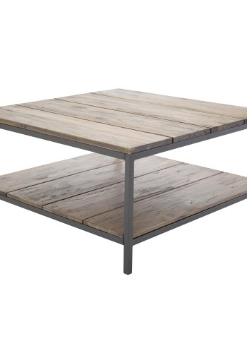 VENTURE DESIGN Padang sofabord, m. 1 hylde - brun tr og metal (80x80)