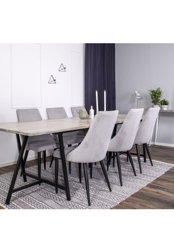 VENTURE DESIGN Leone spisebordsstol, m. armln - lysegr fljl og sort metal