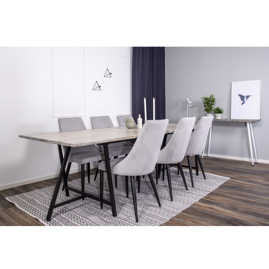 VENTURE DESIGN Leone spisebordsstol, m. armln - lysegr fljl og sort metal