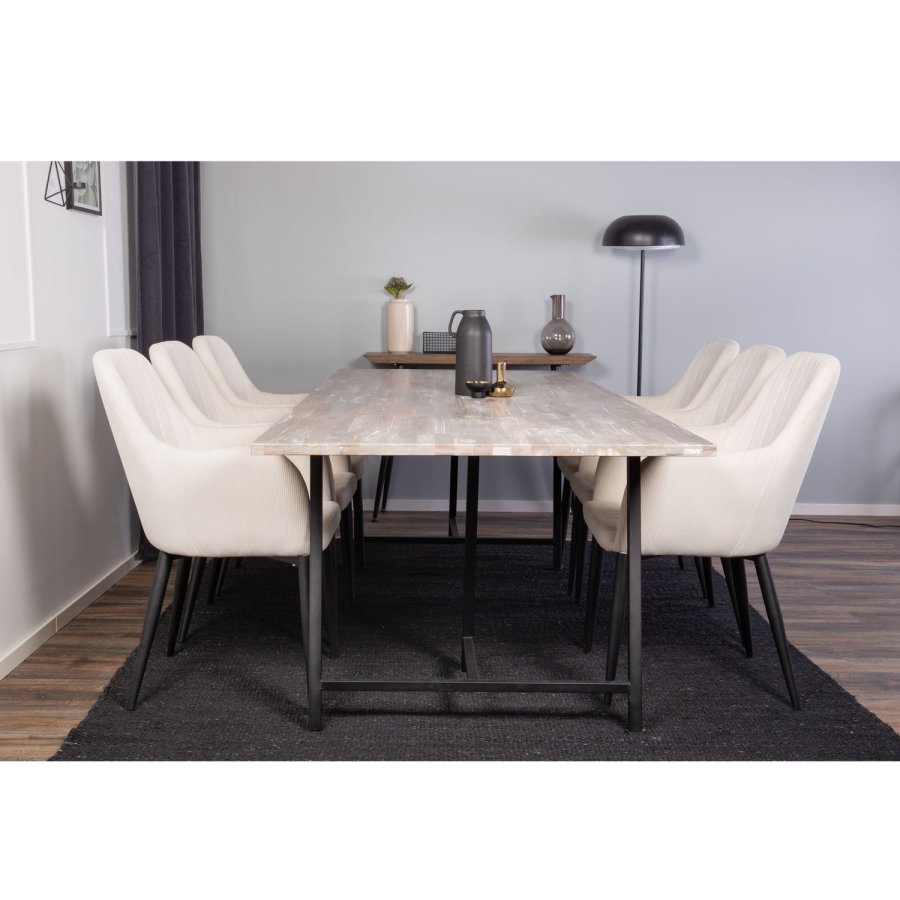 VENTURE DESIGN Jepara spisebord - gr tr og metal (250x100)