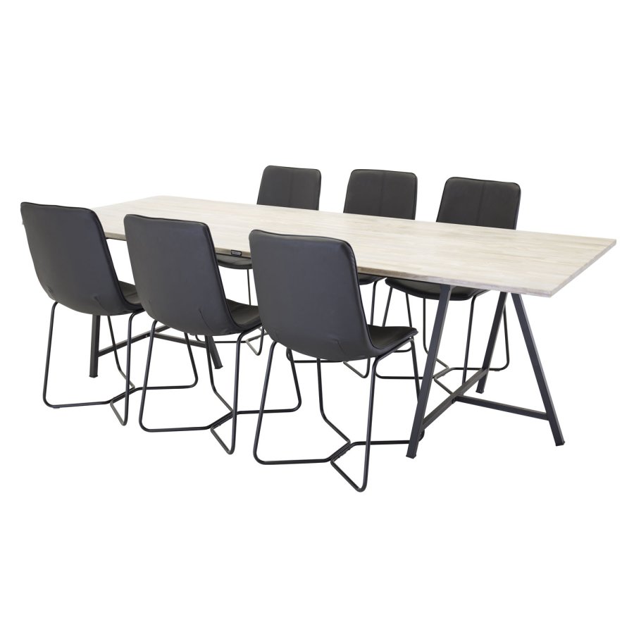 VENTURE DESIGN Jepara spisebord - gr tr og metal (250x100)