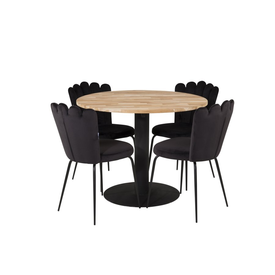 VENTURE DESIGN Cirebon spisebord - natur teaktr og sort metal (100)