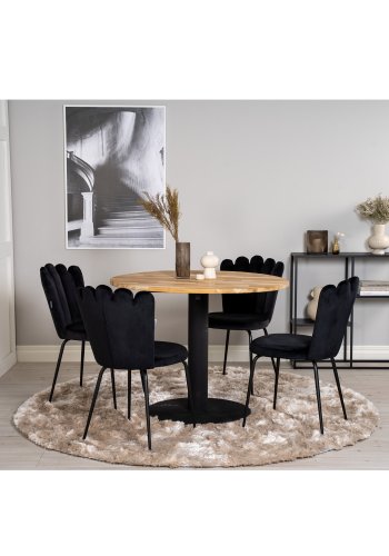 VENTURE DESIGN Cirebon spisebord - natur teaktr og sort metal (100)