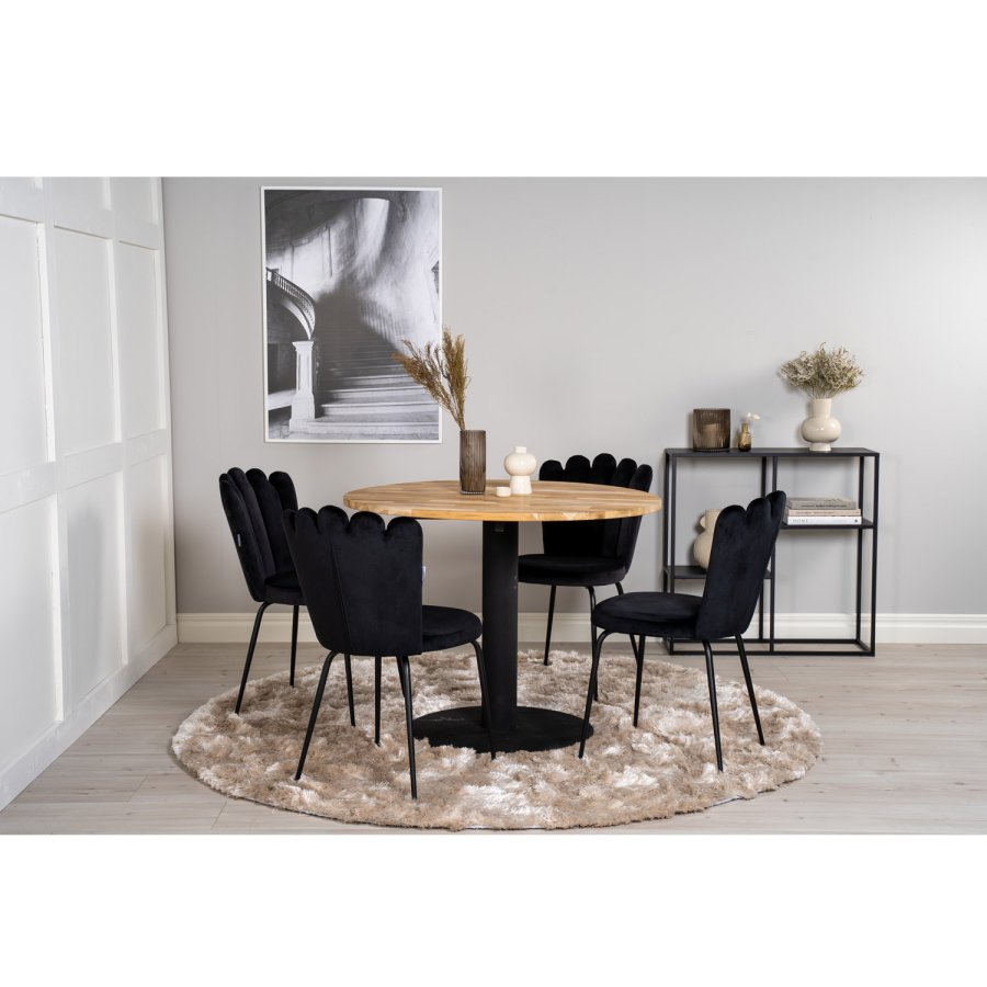 VENTURE DESIGN Cirebon spisebord - natur teaktr og sort metal (100)