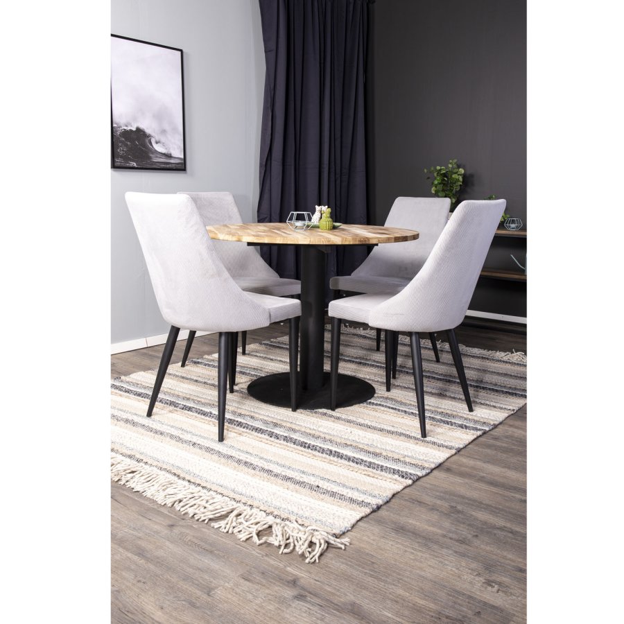 VENTURE DESIGN Cirebon spisebord - natur teaktr og sort metal (100)