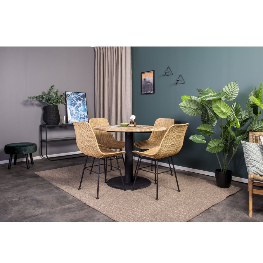 VENTURE DESIGN Cirebon spisebord - natur teaktr og sort metal (100)